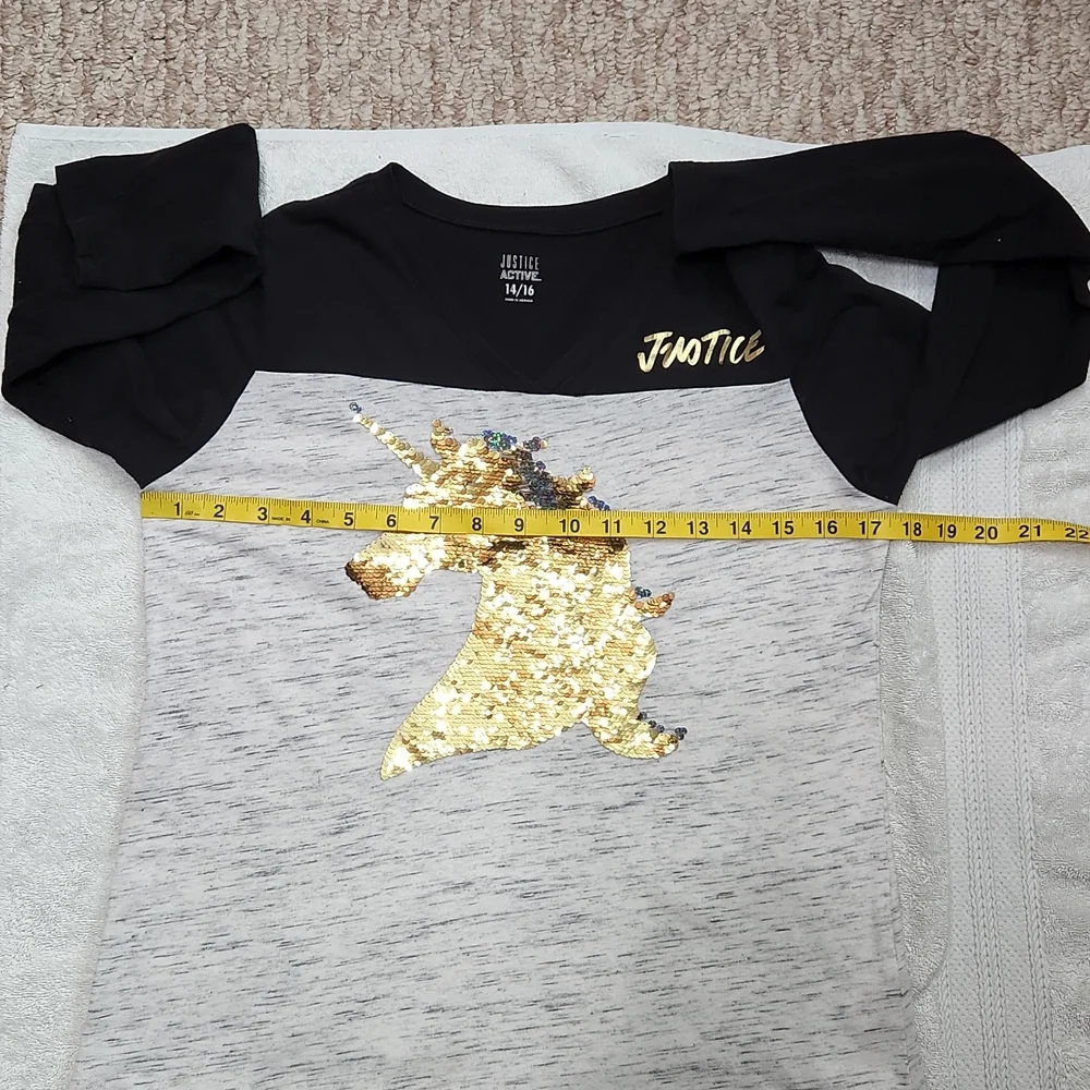 Justice Active Unicorn Sequin Long Sleeve Tee